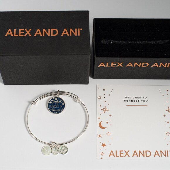 Alex and Ani 'Joyful Merry and Blessed Christmas' Charm Bangle Bracelet with Box - Picture 2 of 5